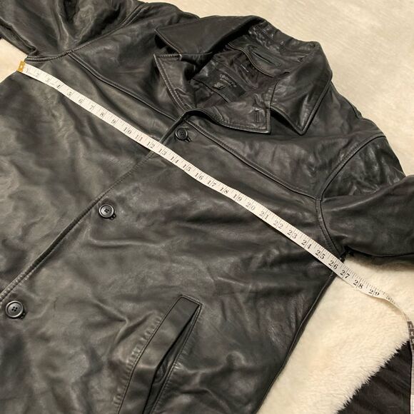 Claiborne Mens Black Button Down Leather Lamb skin Jacket Y2K Sz XXL Thinsulate - Picture 2 of 10